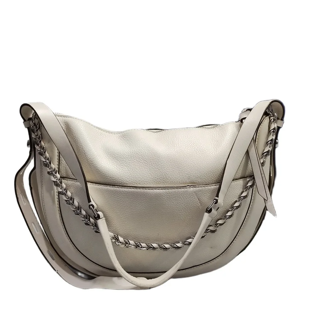 Michael Kors Jagger Messenger Bag Womens White Pebbled Leather Shoulder Strap